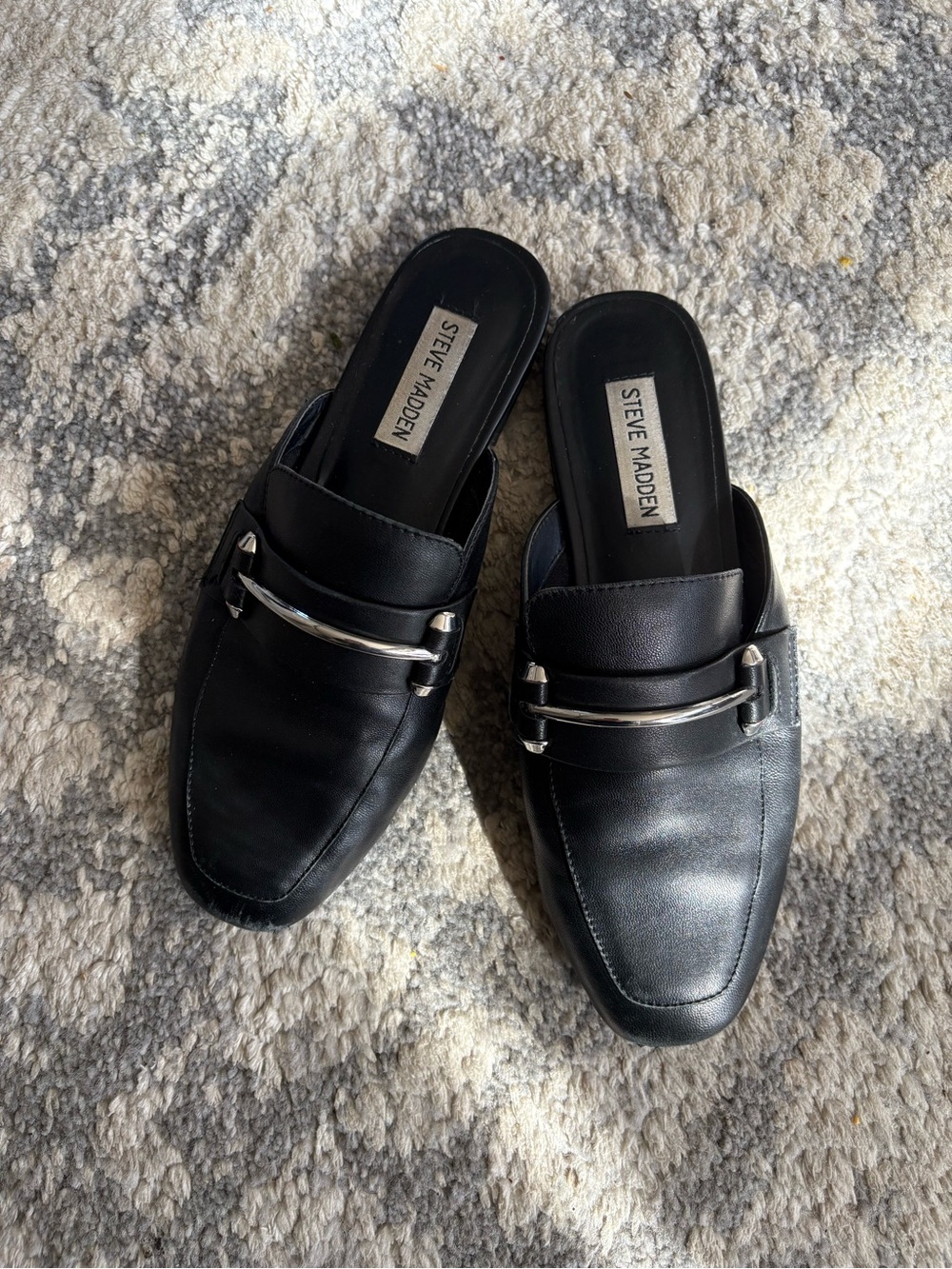 Steve Madden Black Slip-On Loafer Mules